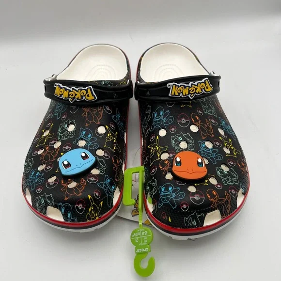 Crocs Pokemon Classic Clog Mens sz 11 Black Multi Color Character Print Jibbitz - Picture 3 of 8